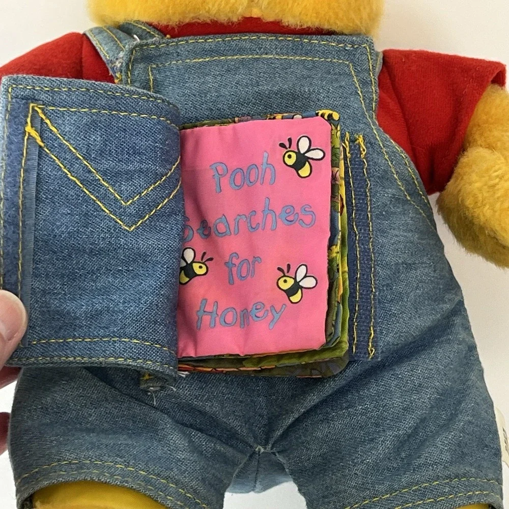 Disney Winnie The Pooh‎ Plush Denim Overalls Red Shirt Stuffed Animal Toy 13